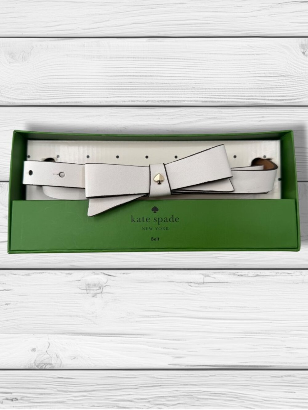 Kate Spade Cream Leather Bow Belt S/M NIB